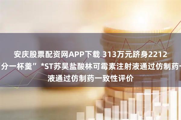 安庆股票配资网APP下载 313万元跻身2212万元市场“分一杯羹” *ST苏吴盐酸林可霉素注射液通过仿制药一致性评价